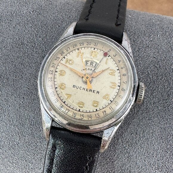 Vintage Bucherer Mechanical Hand Wind Day-Date Vintage Working Watch 1940-1950's
